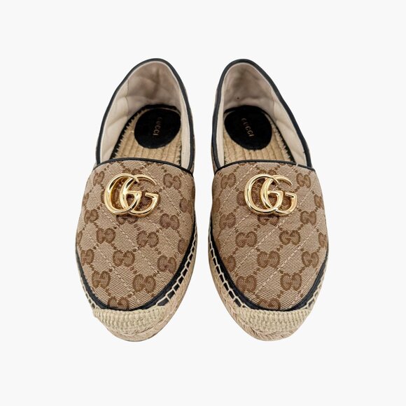 Gucci Pilar Marmont GG Espadrilles Size 38.5 US 8.5 Beige Monogram Quilted Flats - Picture 3 of 15